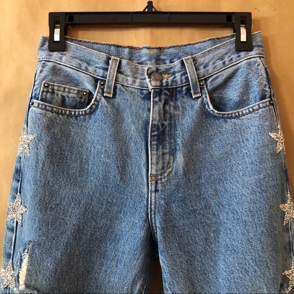 LF | CARMAR Alexander Ezra Rhinestone Star Side Stripe Distressed Jeans Size 24 - Picture 6 of 16